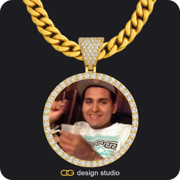 Custom Photo Pendant - Gold / Circle (4 cm) / Cuban (10mm)