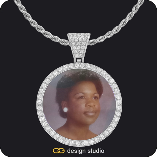 Custom Photo Pendant - Silver / Circle (4 cm) / Rope