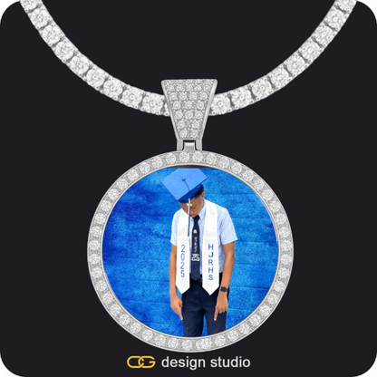 Custom Photo Pendant - Silver / Circle (4 cm) / Tennis,Custom Photo Pendant - Gold / Circle (4 cm) / Tennis,Custom Photo Pendant - Silver / Circle (4 cm) / Rope