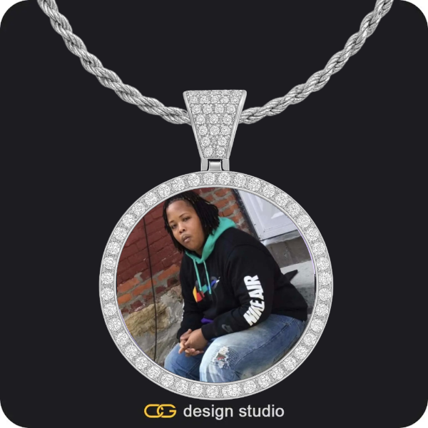 Custom Photo Pendant - Silver / Circle (4 cm) / Rope