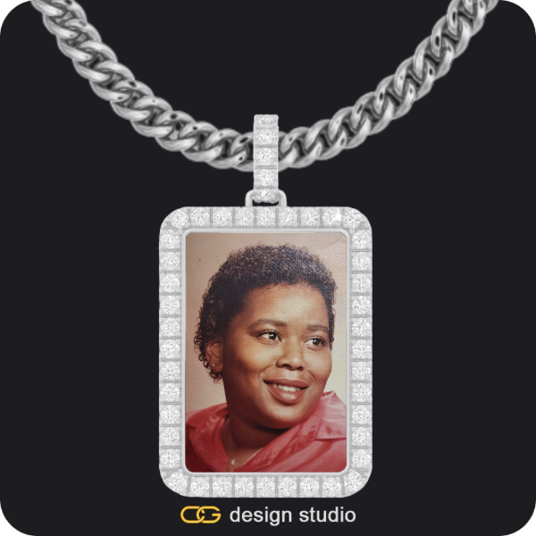 Custom Photo Pendant - Silver / Rectangle / Cuban (5mm)