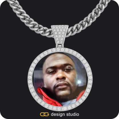 Custom Photo Pendant - Silver / Circle (4 cm) / Cuban (5mm),Custom Photo Pendant - Silver / Circle (4 cm) / Cuban (5mm),Custom Photo Pendant - Silver / Circle (4 cm) / Cuban (5mm)