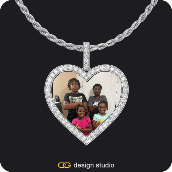 Shell Initial Necklace - Q / Silver,Custom Photo Pendant - Silver / Heart / Rope