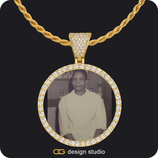 Custom Photo Pendant - Gold / Circle (4 cm) / Rope