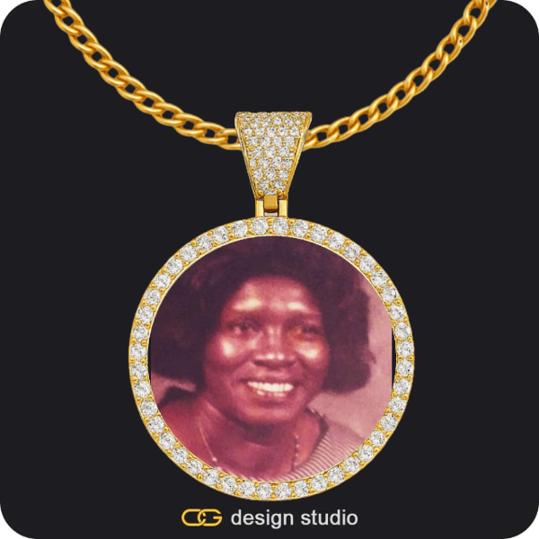 Custom Photo Pendant - Gold / Circle (4 cm) / Cuban (3mm)