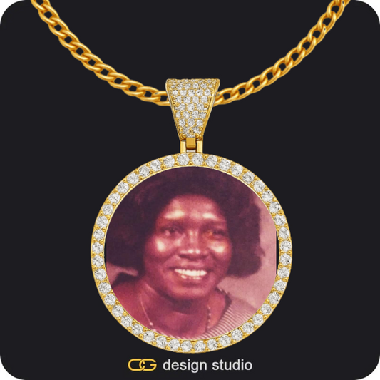 Custom Photo Pendant - Gold / Circle (4 cm) / Cuban (3mm)