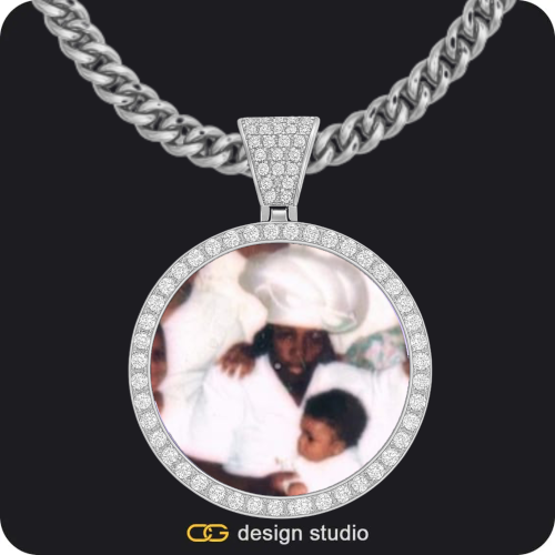 Custom Photo Pendant - Silver / Circle (4 cm) / Cuban (5mm)