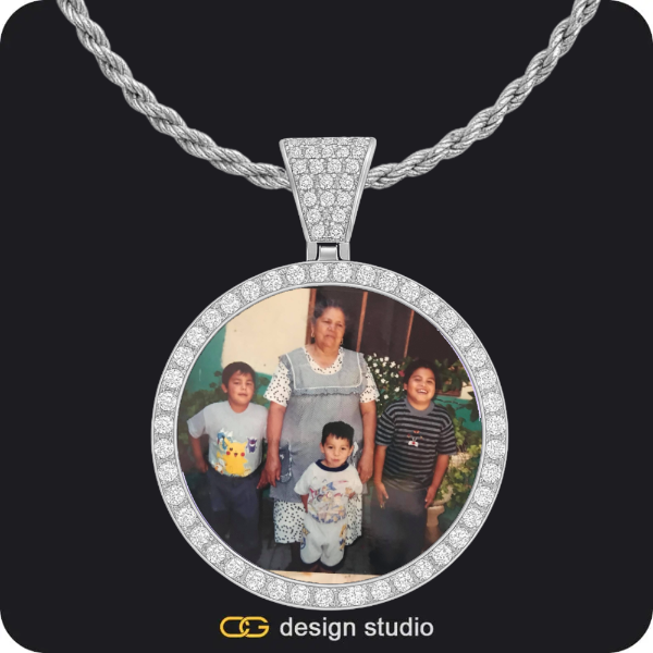 Custom Photo Pendant - Silver / Circle (4 cm) / Rope