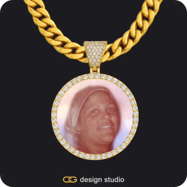 Custom Photo Pendant - Gold / Circle (3 cm) / Cuban (10mm)