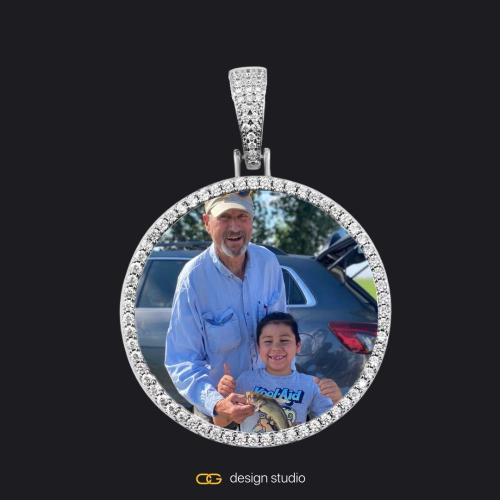 Custom Photo Pendant - Silver / Circle (4 cm) / Rope