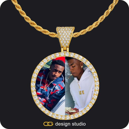 Custom Photo Pendant - Gold / Circle (4 cm) / Rope