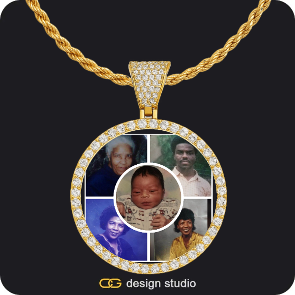 Custom Photo Pendant - Silver / Circle (4 cm) / Rope,Custom Photo Pendant - Gold / Circle (4 cm) / Rope