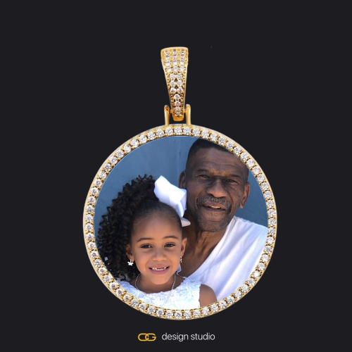 Clover Initial Necklace - M / 18 inch,Custom Photo Pendant - Gold / Circle (4 cm) / Rope