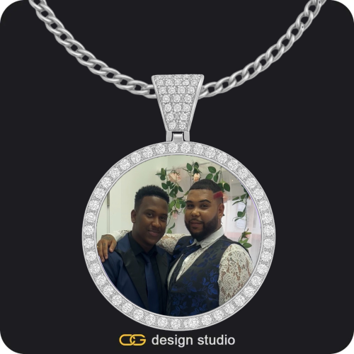 Custom Photo Pendant - Silver / Circle (4 cm) / Cuban (3mm)