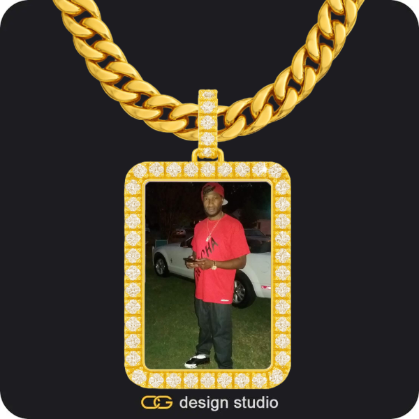 Custom Photo Pendant - Gold / Rectangle / Cuban (10mm)