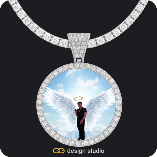 Custom Photo Pendant - Silver / Circle (4 cm) / Tennis