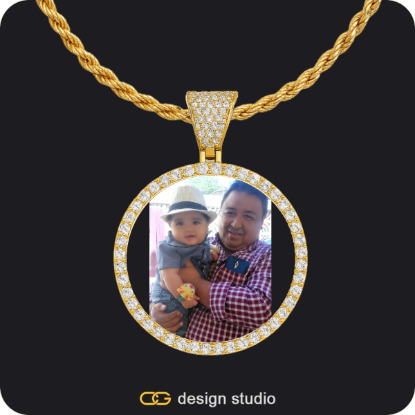 Custom Photo Pendant - Gold / Circle (3 cm) / Rope