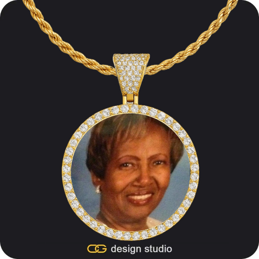 Custom Photo Pendant - Gold / Circle (4 cm) / Rope