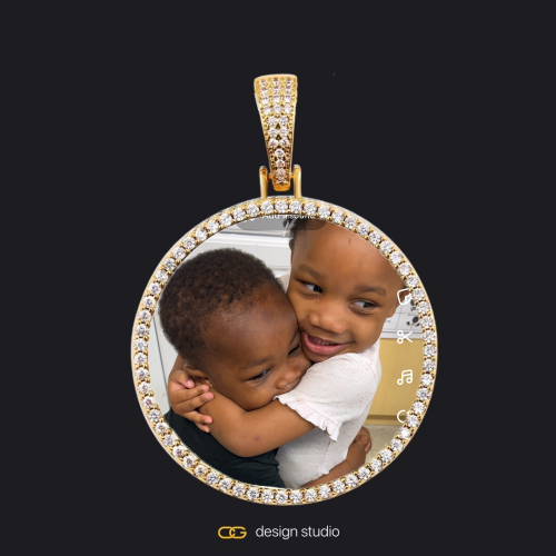 Custom Photo Pendant - Gold / Circle (3 cm) / Cuban (10mm)