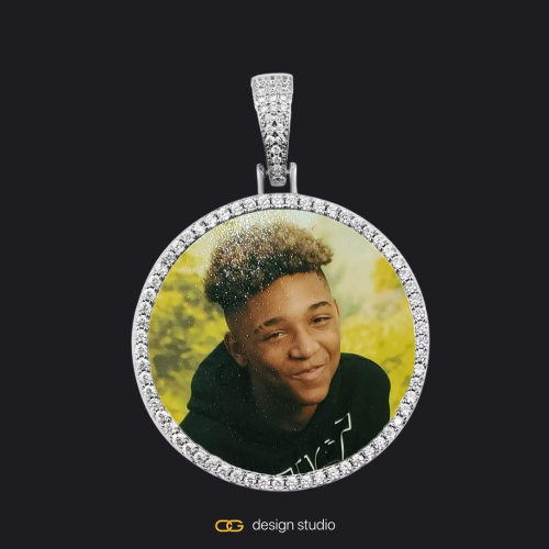 Custom Photo Pendant - Silver / Circle (4 cm) / Cuban (5mm)