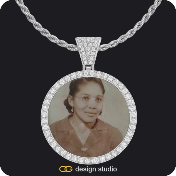 Shell Initial Necklace - O / Silver,Custom Photo Pendant - Silver / Circle (4 cm) / Rope