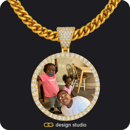 Custom Photo Pendant - Gold / Circle (4 cm) / Cuban (5mm)