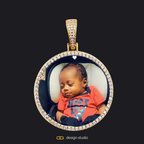 Custom Photo Pendant - Gold / Circle (4 cm) / Rope