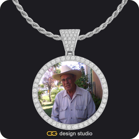 Custom Photo Pendant - Silver / Circle (4 cm) / Rope