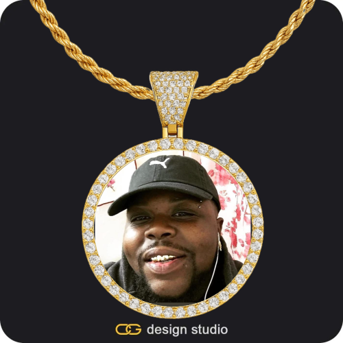 Custom Photo Pendant - Gold / Circle (4 cm) / Rope