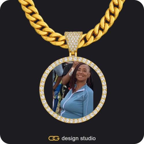 Custom Photo Pendant - Gold / Circle (3 cm) / Cuban (10mm)