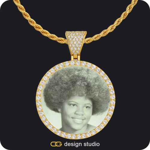 Custom Photo Pendant - Gold / Circle (4 cm) / Rope