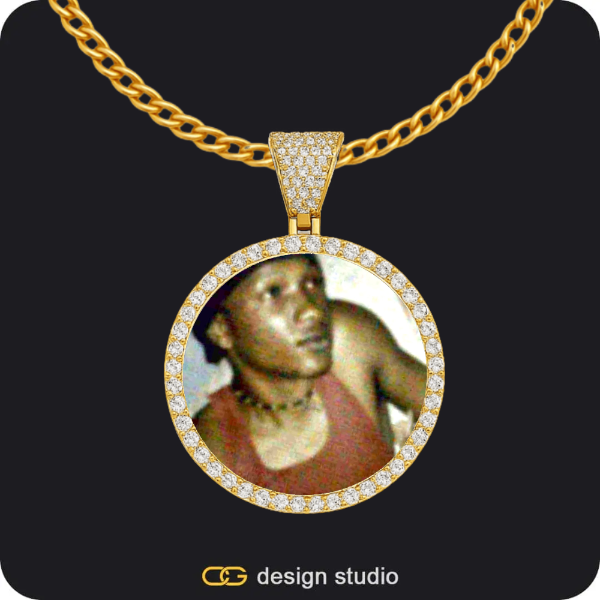 Custom Photo Pendant - Gold / Circle (3 cm) / Cuban (3mm)
