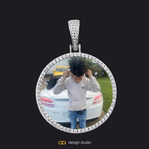 Custom Photo Pendant - Silver / Circle (4 cm) / Cuban (3mm)