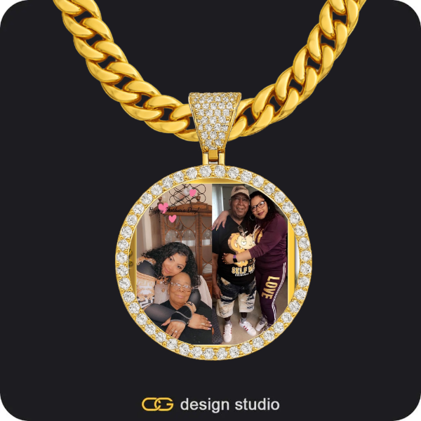 Custom Photo Pendant - Gold / Circle (3 cm) / Cuban (10mm)