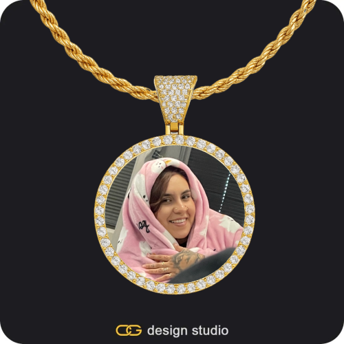 Custom Photo Pendant - Gold / Circle (3 cm) / Rope