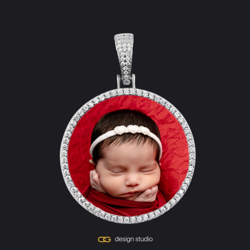 Custom Photo Pendant - Silver / Circle (4 cm) / Rope