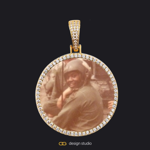 Custom Photo Pendant - Gold / Circle (3 cm) / Cuban (3mm)
