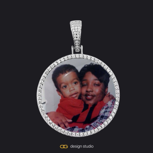 Custom Photo Pendant - Silver / Circle (4 cm) / Cuban (10mm)