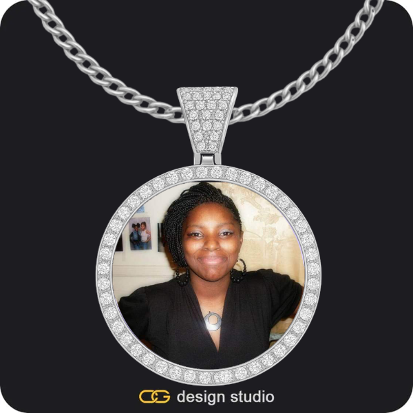 Custom Photo Pendant - Silver / Circle (4 cm) / Cuban (3mm)