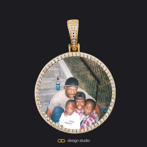 Custom Photo Pendant - Gold / Circle (4 cm) / Cuban (5mm)