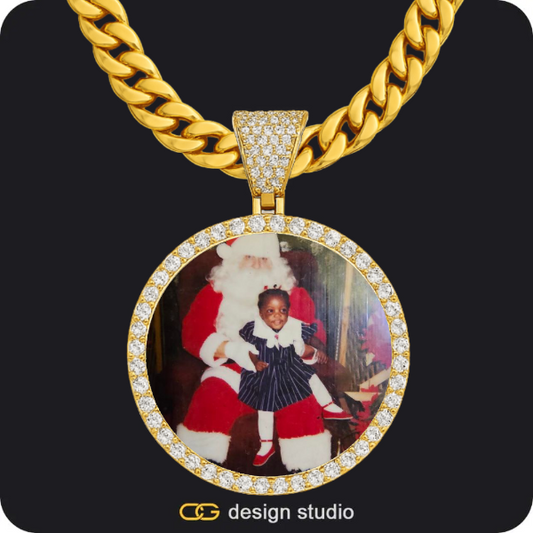 Custom Photo Pendant - Gold / Circle (4 cm) / Cuban (10mm)