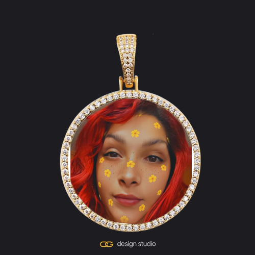 Custom Photo Pendant - Gold / Circle (3 cm) / Cuban (5mm),Custom Photo Pendant - Gold / Circle (3 cm) / Cuban (3mm)