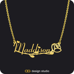 The Rosebud Underlined Name Necklace