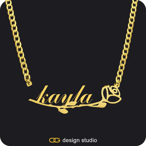 The Rosebud Underlined Name Necklace