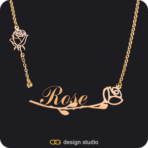 The Rosebud Underlined Name Necklace