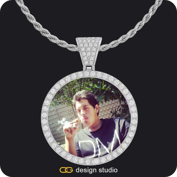 Custom Photo Pendant - Silver / Circle (4 cm) / Rope