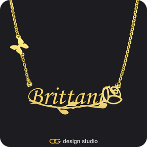 The Rosebud Underlined Name Necklace