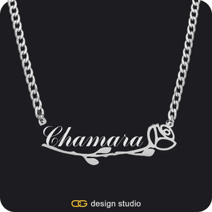 The Rosebud Underlined Name Necklace