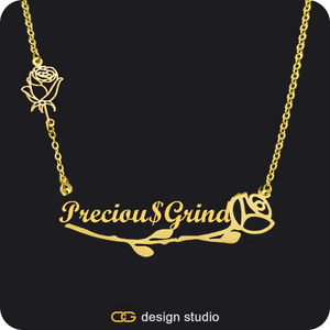 The Rosebud Underlined Name Necklace