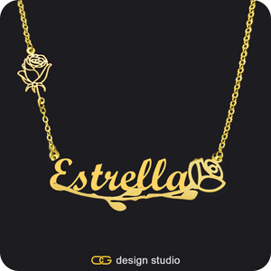 The Rosebud Underlined Name Necklace